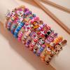 12Pcs/set Unicorn Cat Flower Charm Elastic Handmade Beaded Bracelets for Women Girls Birthday Party Zircon Friendship Gift