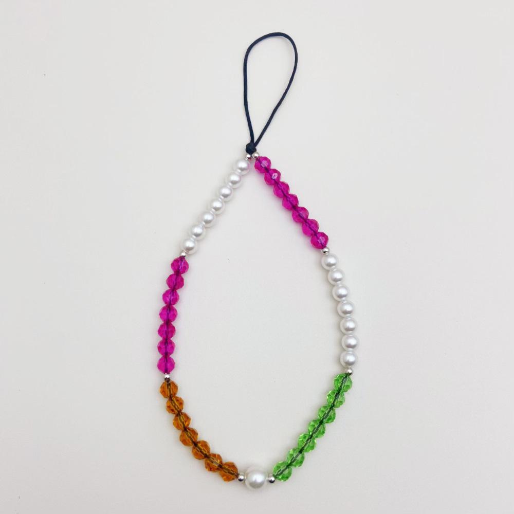 

INS crystal acrylic pearl, fashionable anti-lost hand carry pendant short mobile phone chain