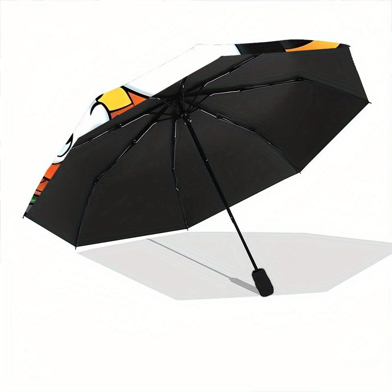 Weighing Donald Duck and Nephew Automatic 3-Fold Umbrella Design, Cute Cartoon Pattern, Portable Outdoor Umbrella, Perfect, Holiday Gift for