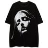 Distressed Face Graphic Print Black T-shirt