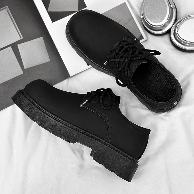 Derby shoes platform men's shoes 2025 autumn new shoes low top big head leather shoes youth casual shoes