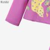 ZANZEA Women 3/4 Sleeve Blouse and Long Skirts Elegant Casual Two Piece Sets