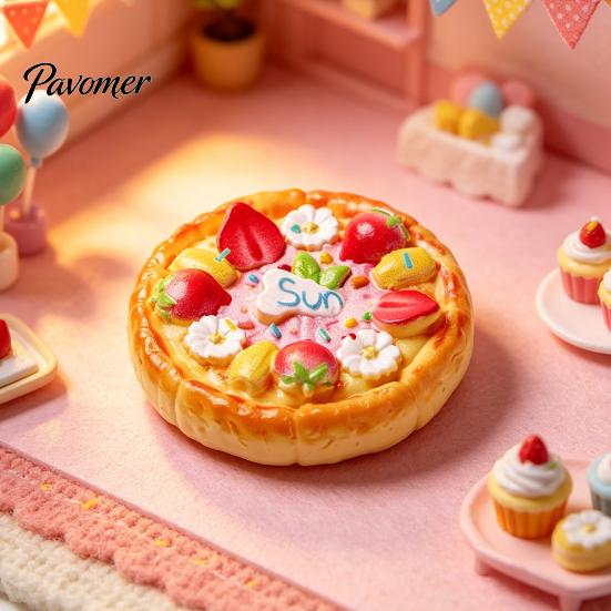 Handmade Jewelry Making Components 2Pcs Mini Resin Pizza Ornaments, Realistic Miniatures, Tiny Doll Mansion Props Food Ornaments for DIY Craft