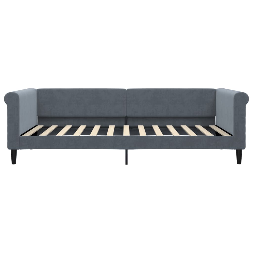 Extendable Daybed with Drawers Dark Grey 100 X 200 Cm Velvet