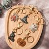 Halloween Pumpkin Keychain Rhinestone Keychain Ghost Witch Hat Spider Web Cat Bag Charm Car Key Ring for Handbags Backpacks Decoration Metal