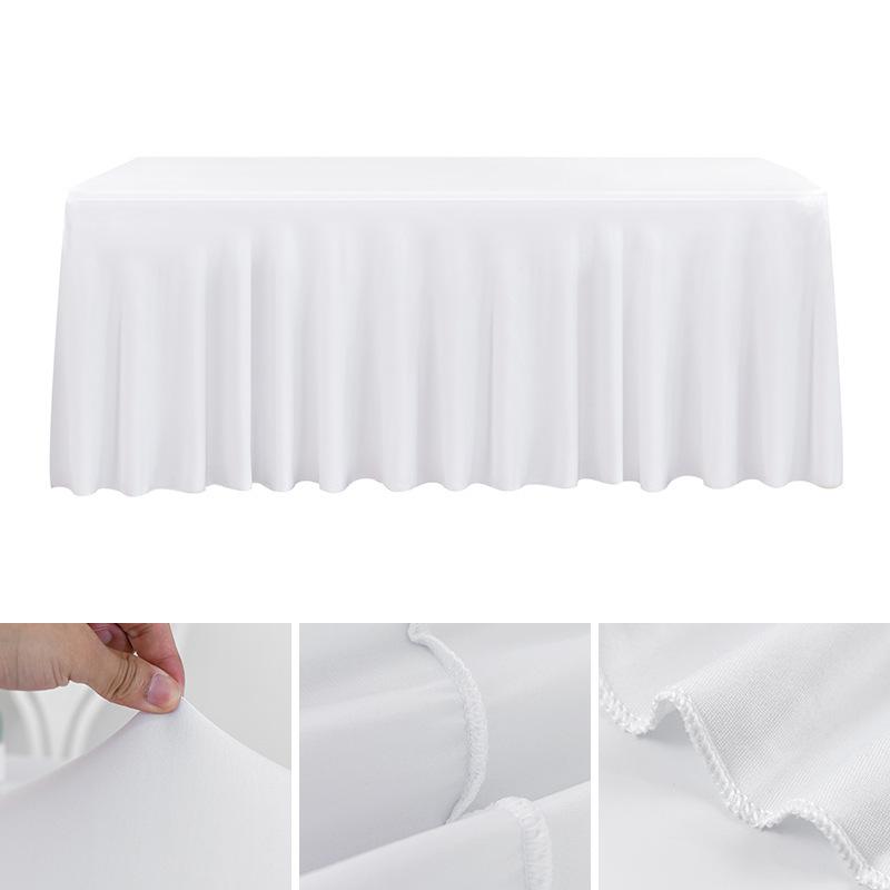 Spandex Rectangle Table Skirts 4/5/6/8ft Fitted Table Cover Wrinkle Resistant Cloth for Hotel Wedding Anniversary Party Decor