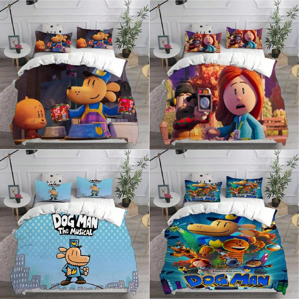 Dog Bedding Man Set Cartoon Comforter Cover Duvet Pillow Case Decoration Bedroom