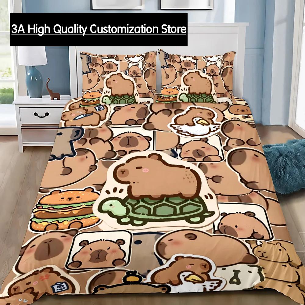 Comforter Cute Capybara Bedding Set Adult Boy Girl Bedroom Decoration Boys Gift Single Double Large Size