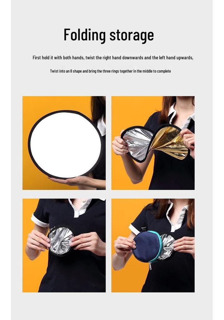 Foldable Photo Light Reflector: Portable, Large, Ideal for Live Streaming, Indoor/Outdoor, Travel, and Camping.