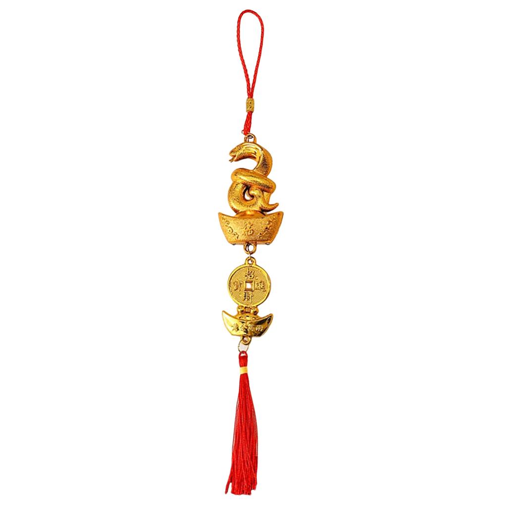 9 Pack 2025 Year of the Snake Gold Hanging Pendants with Rope for Lunar New Year Spring Festival Home Office Living Room Car Bonsai Tree Decor