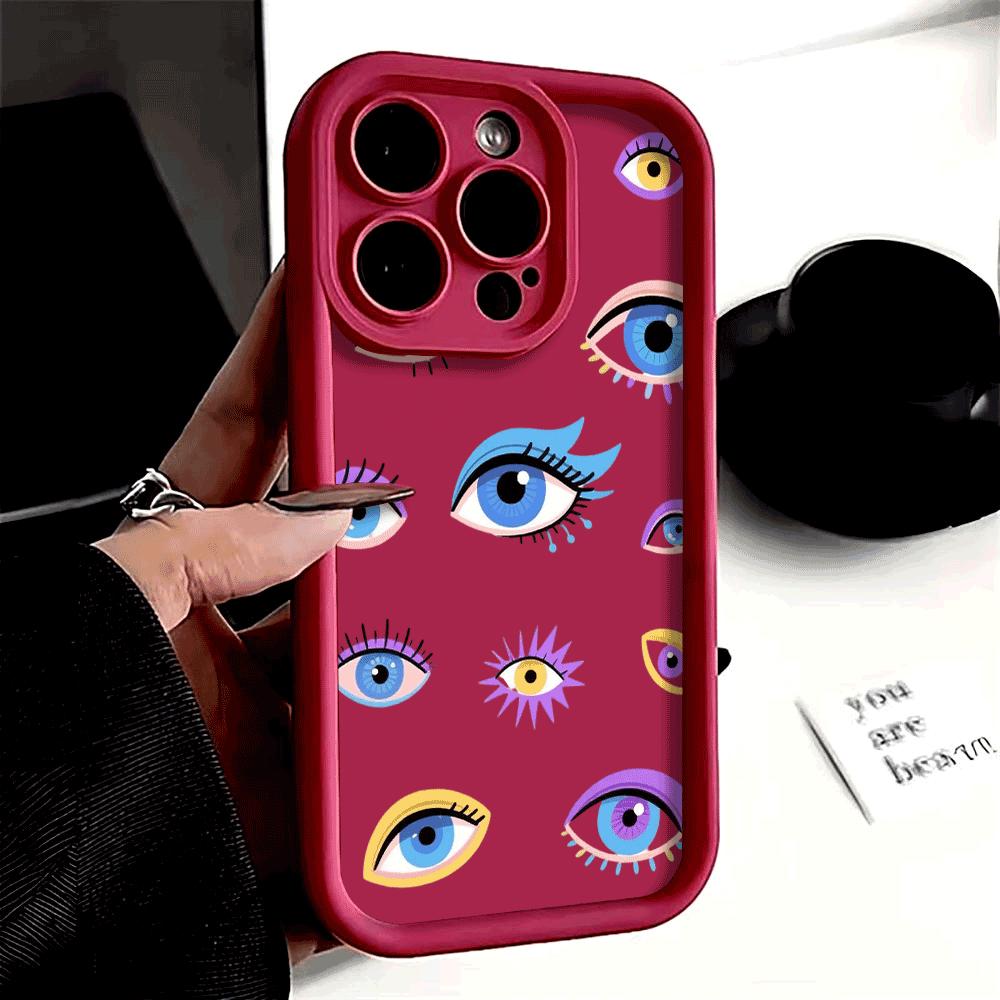 Colorful Whimsical Eye Illustrations Phone Case for iPhone 16 15 14 13 12 11 Pro Max Plus Anti Scratch, Gel Flexible Protective