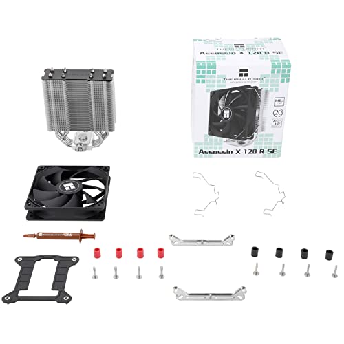 Thermalright AssassinX 120 Refined SE CPU Air Cooler, 4 Hot Pipes, TL-C 12C PWM Quiet Fan with S-FDB Bearings, AMD AM4/AM5, Intel LGA1700/1150/1151/12