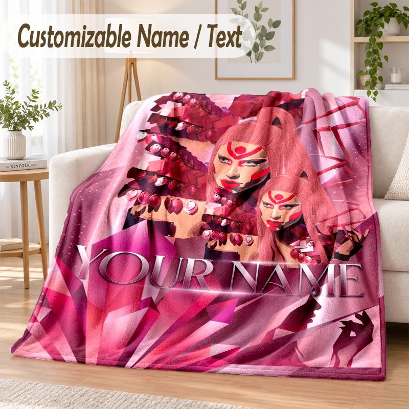 Lady Gaga Custom Name Flannel Throw Blanket Soft Warm for Sofa Bed Indoor Home Use