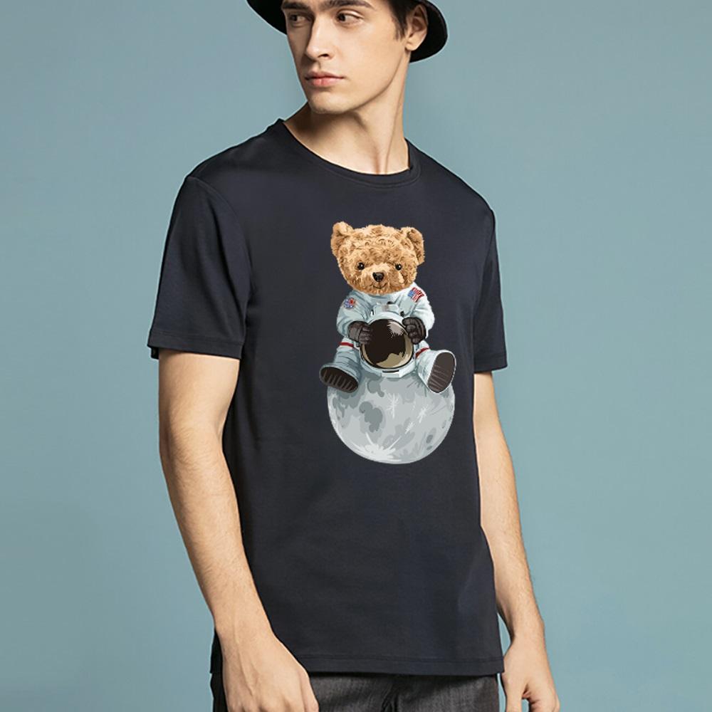 Summer Top Mens T Shirts Harajuku Casual Clothes Short Sleeve Fashion Astronaut Printed O Collared Tshirts Fashion Soft Pullover