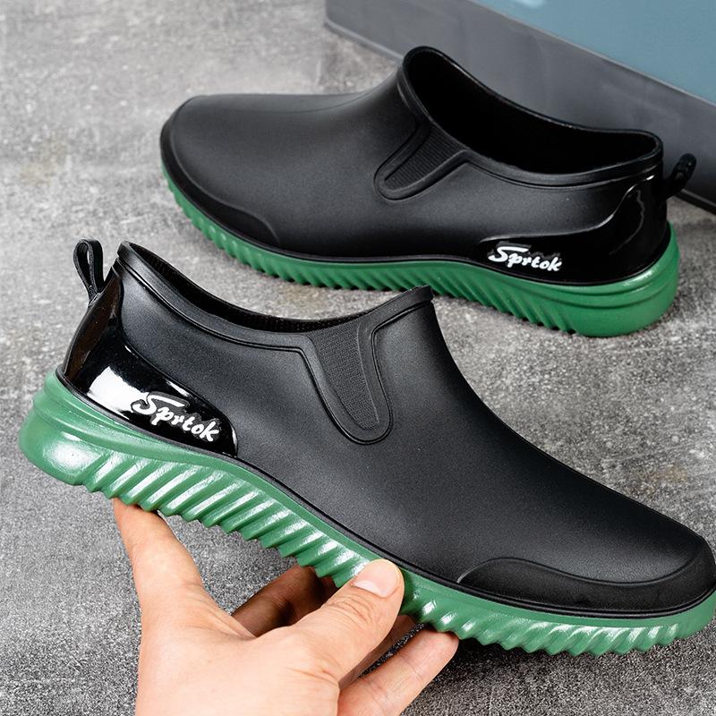 Herrenmode Regenstiefel niedriger Schaft Regenschuhe bequem Küche Autowäsche Arbeit Gummischuhe Erwachsene Wasserschuhe