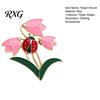 Flower Ladybug Brooch Enamel Tulip for Women, Oil-Dripping Ladybird Elegant Floral Jewelry Lapel Pin, Sweater Cardigan Coat Suit Scarf Accessories