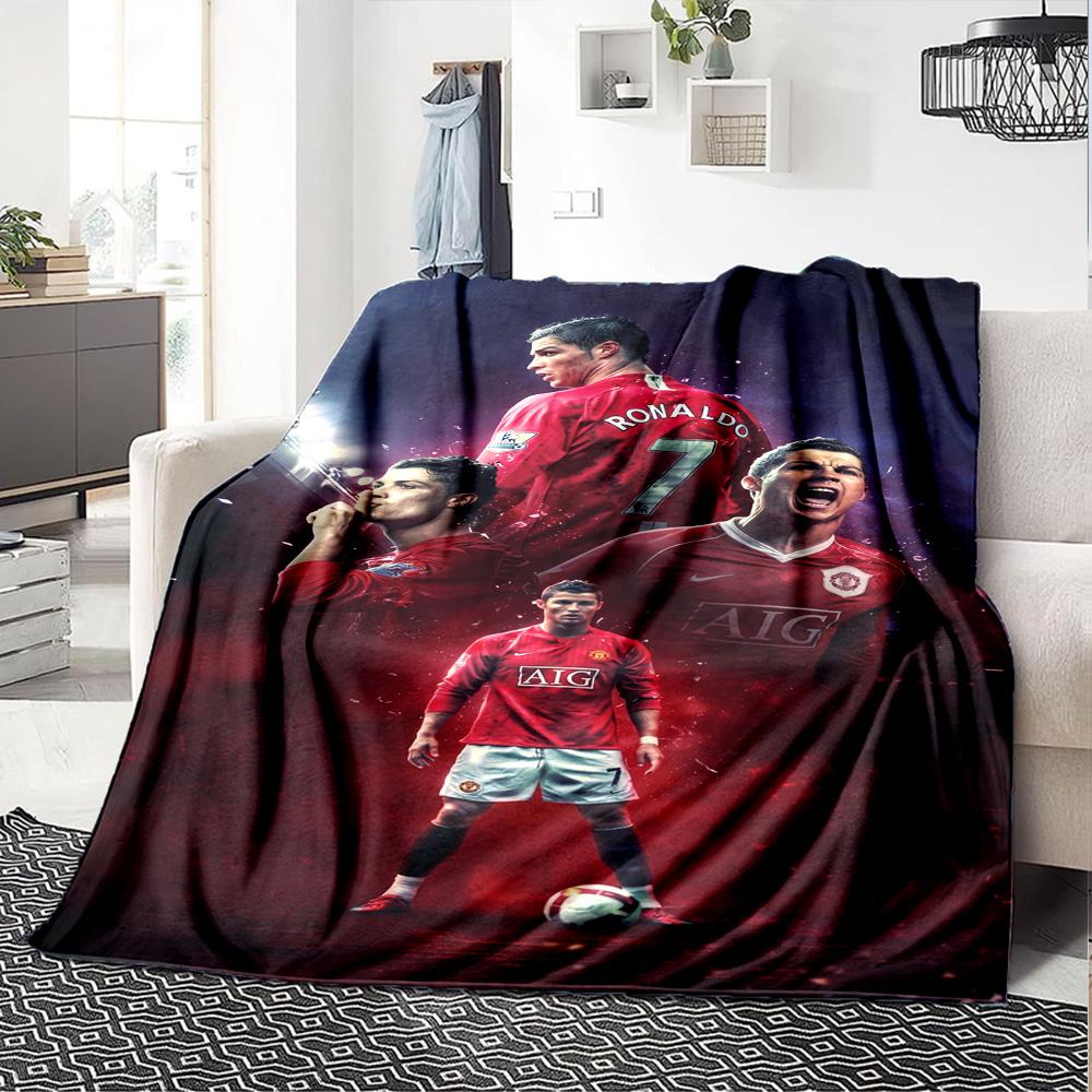 Ronaldo's Legacy Manchester United Blanket Durable Comfort Great for Office Chair Bedding Office Four Seasons Universal Playful Design