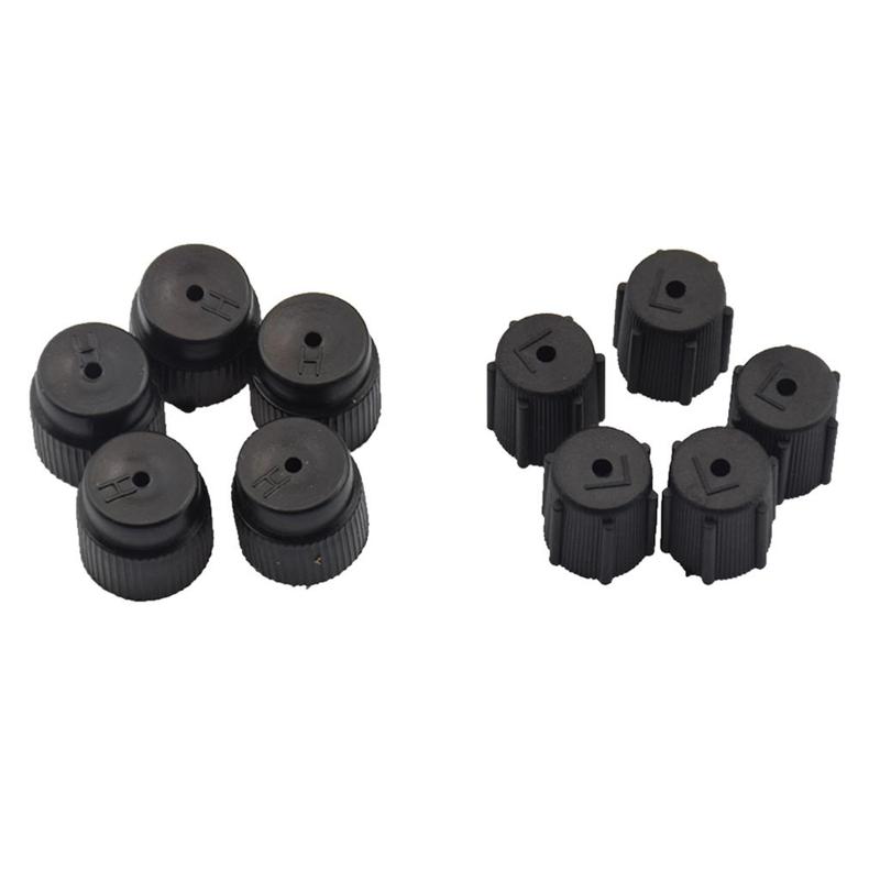 10Pieces Universal AC Fittings Black Rubber Valve Core Cap Port Kit Car Air Conditioning Repair Accessory for R134a and R1234yf
