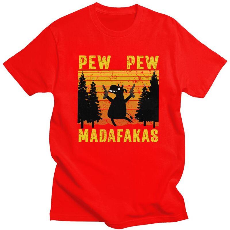 Custom Pew Pew Madafakas Crazy Cow Meme T Shirt for Men Tshirt Casual Tee Tshirts Clothing Gift S