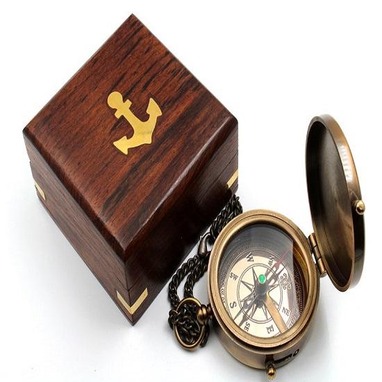 To My Daughter Graduation Day, Birthday Gifts Replica of  Brass Camping Compass with Wooden Case Home Décor  Working..