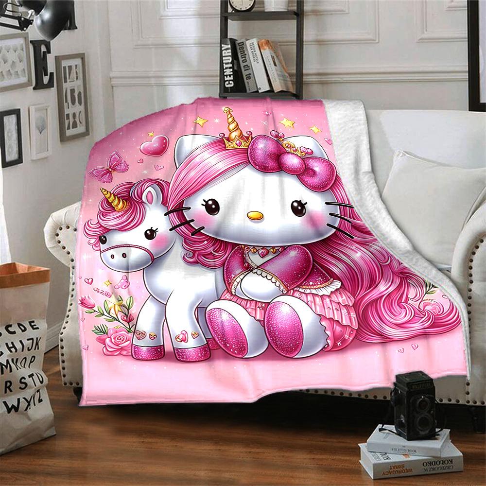 1pc Hello Kitty unicorn blanket Lightweight Flannel Throw for Sofa Bed Travel Camping Livingroom Office Couch Chair