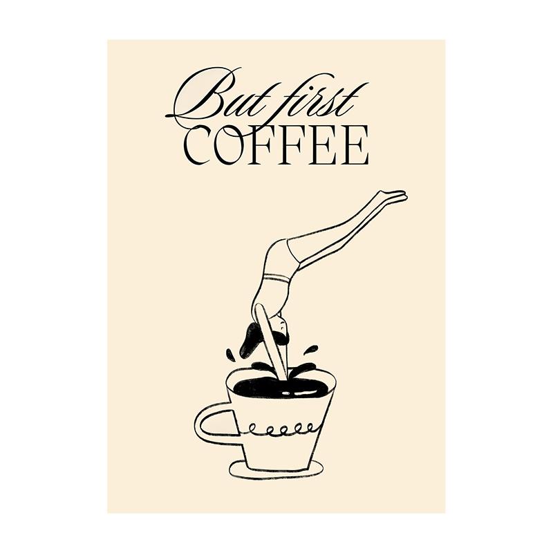 Plakát Coffee Diver Malba na plátno Coffee Trendy Kuchyňská Galerie Tisk Nástěnné Umění Obrázek pro Dekoraci Domova Dárek pro Milovníka Kávy
