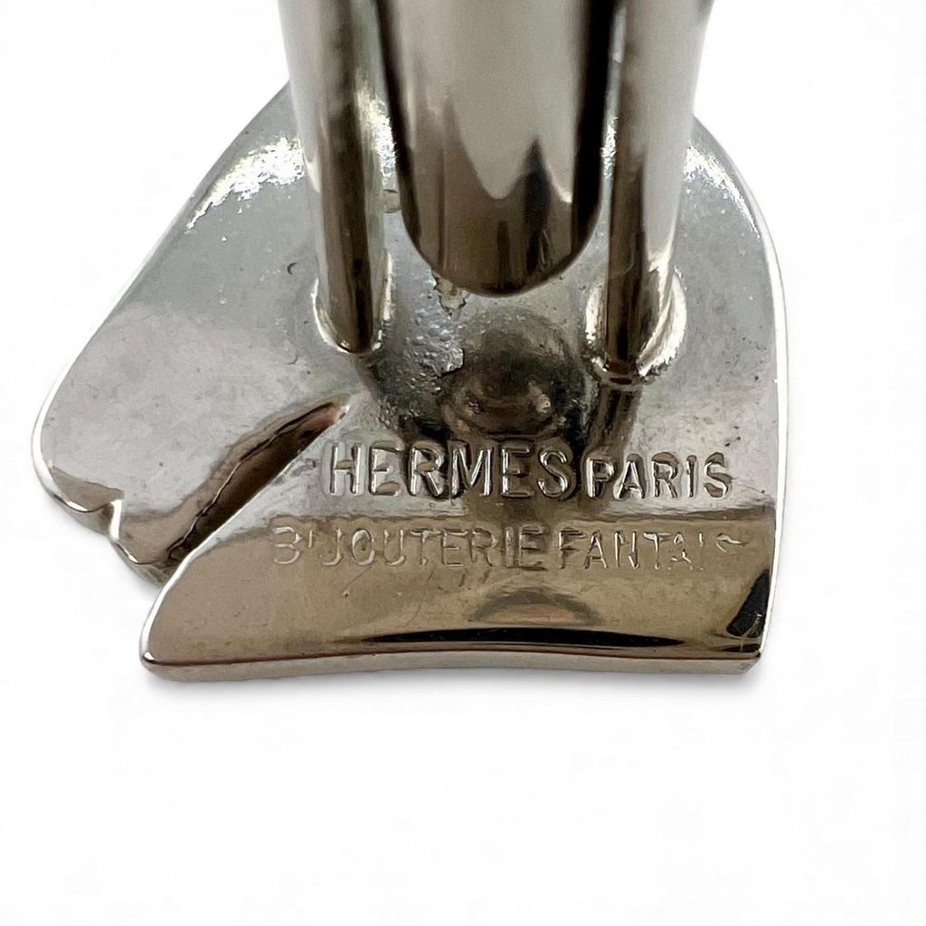 Great HERMES Cufflinks cufflinks BIJOUTERIE FANTAIS Horse Design Silver mens Used