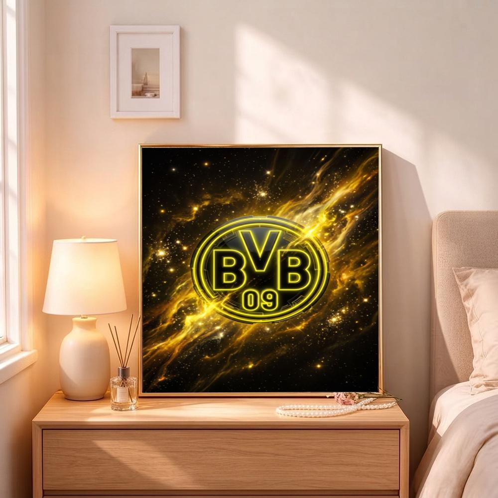 Bvb Soccer Team Stadium Theme Diamond Painting Round Diamond Mosaic Rhinestones Diamond Embroidery Craft Kit Wall Decor Without Frame