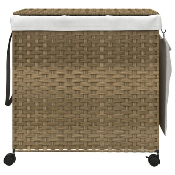 VidaXL Laundry Basket with Wheels 60x35x60.5 Cm Woven Resin 372039