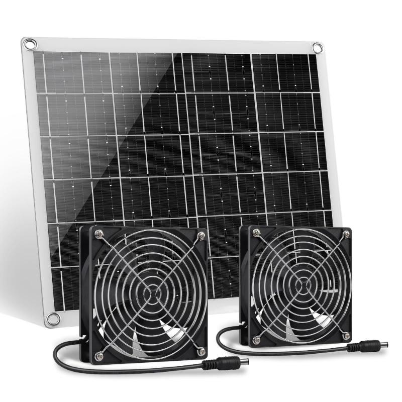 Greenhouses Solars Panel Fan Set 15W with Double Fan for Enhances Cooling in Chicken Coops Pet Houses and Garages