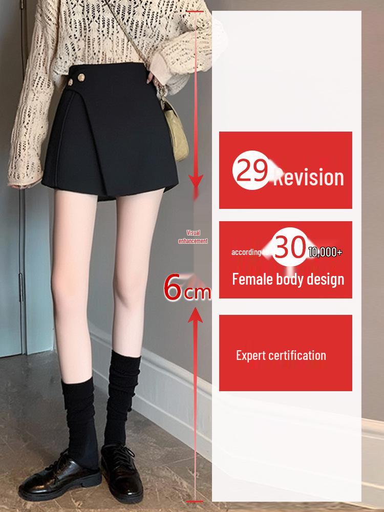 Trendy Irregular Black High Waist A-line Skirt for Women - Autumn Winter 2025