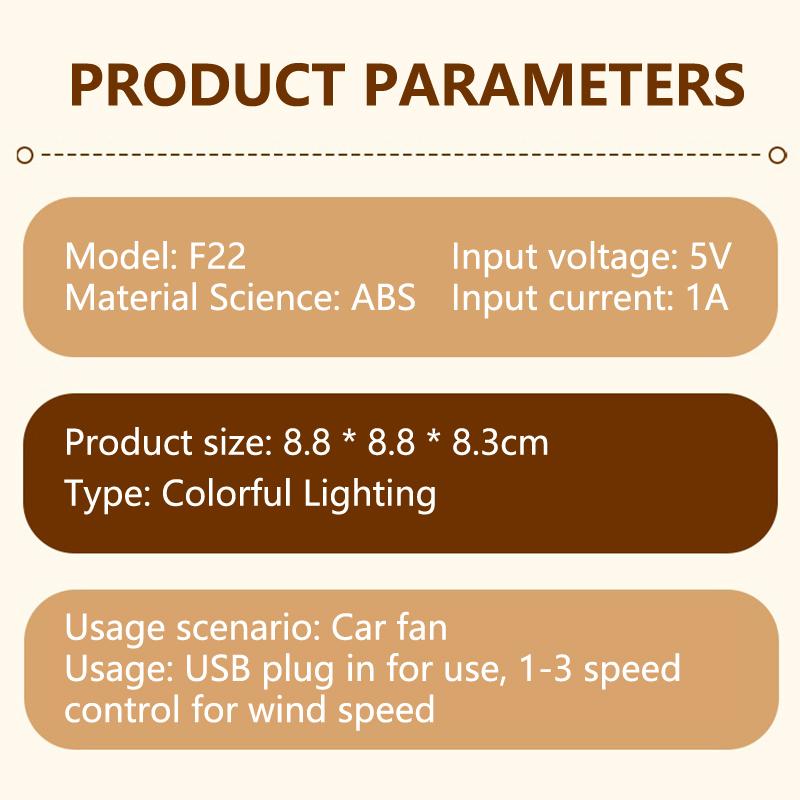 Car Fan Usb Car Air Outlet Cooling Fan Adjustment Powerful Cooler With Light 3 Speed Fan Car Rear Seat Heat Dissipation Cooling