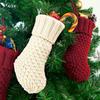 1PC Christmas Knitted Stockings Decor Festival Gift Bag Fireplace Xmas Tree Hanging Ornaments Decor Red White Christmas Sock red