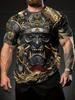 Warrior Dragon Print Super Stretch Casual Short-sleeved Men's Daily Party Home Social T-shirt Solid Color Street Fashion