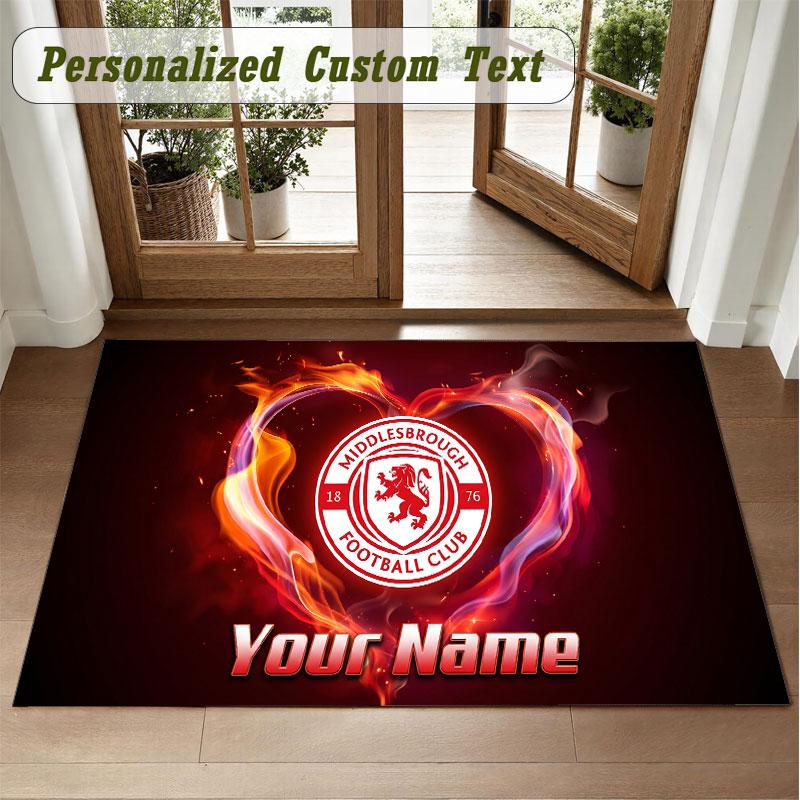 Crystal Velvet Square Rug Custom NameMiddlesbrough FC Pattern Non Slip Home Floor Decor Rug