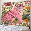Pink tigerpatterned design Digital printing polyester wall tapestry suitable for use living rooms bedrooms offices bars party