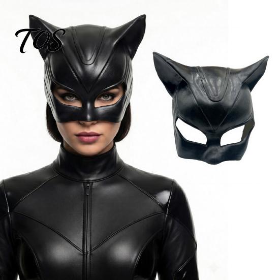 Sexy Black Latex Mask Halloween Catw Woman Mask, Cat Eye Costume Soft Durable Leather Accessory for Masquerade Superhero Cosplay Party Fashionable