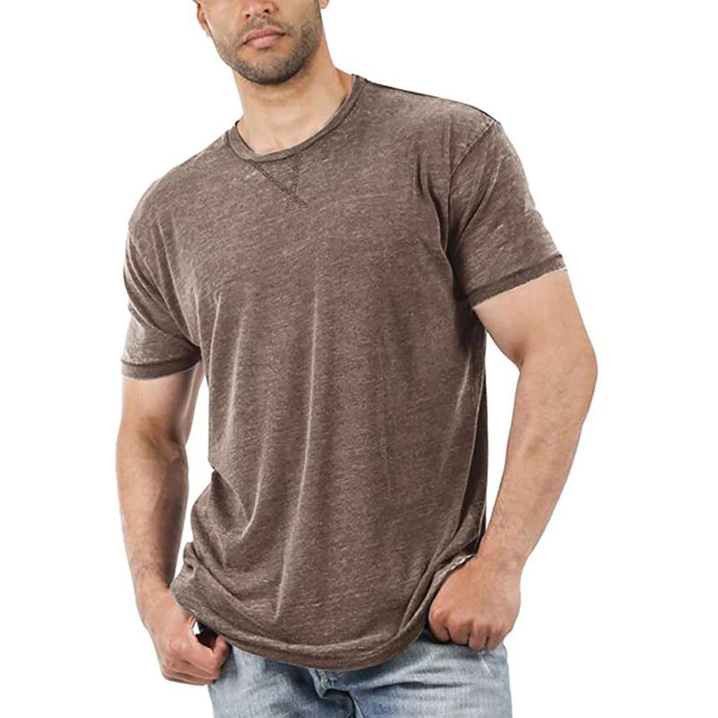 Men's Short Sleeve T-Shirts Casual Blouse Round Neck Tee Shirt Summer Soft Tops
