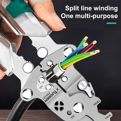 Foldalbe Wire Stripping Pliers Voltage Testing Cable Cutting Crimping Pliers Multifunctional Wire Stripper Electrician Pliers