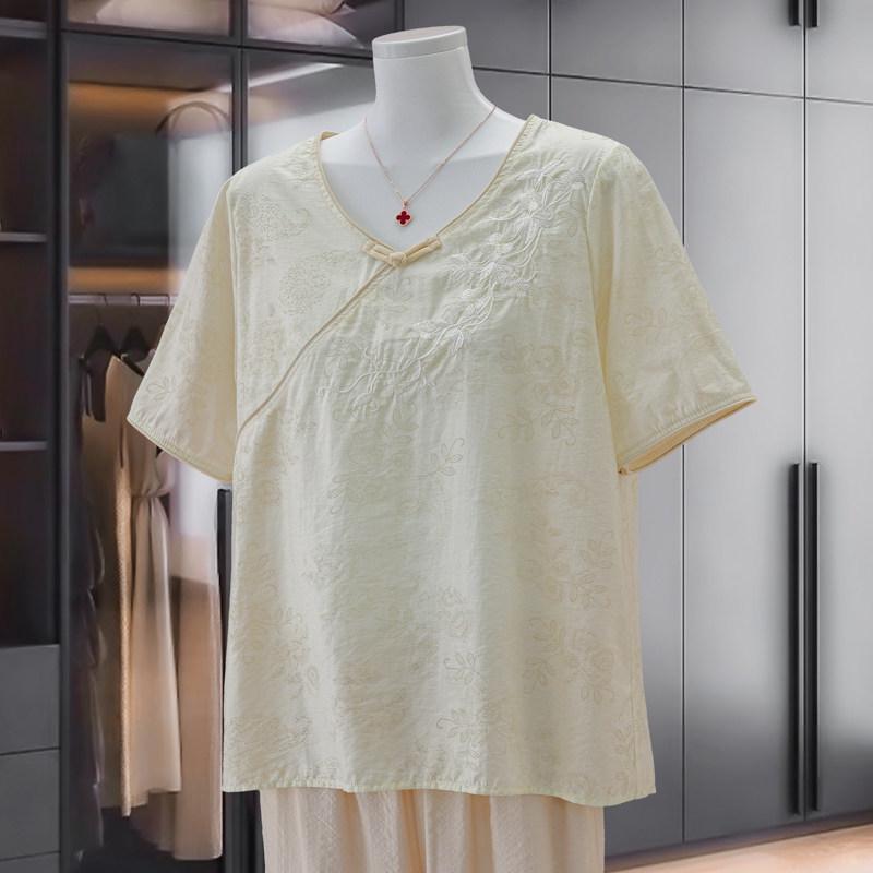 Mother's Day Retro Embroidered Short-Sleeve T-Shirt - Fashionable, Loose, and Versatile Summer Top
