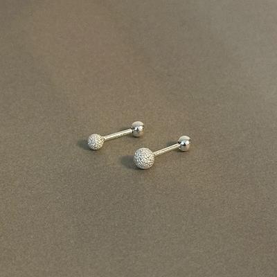 925 Silver Matte Glitter Ball Piercing 3-4mm_2 Sizes