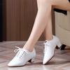 Tesley her new white latin dance shoes women's adult square dance shoes middle heel dance shoes breathable non-slip