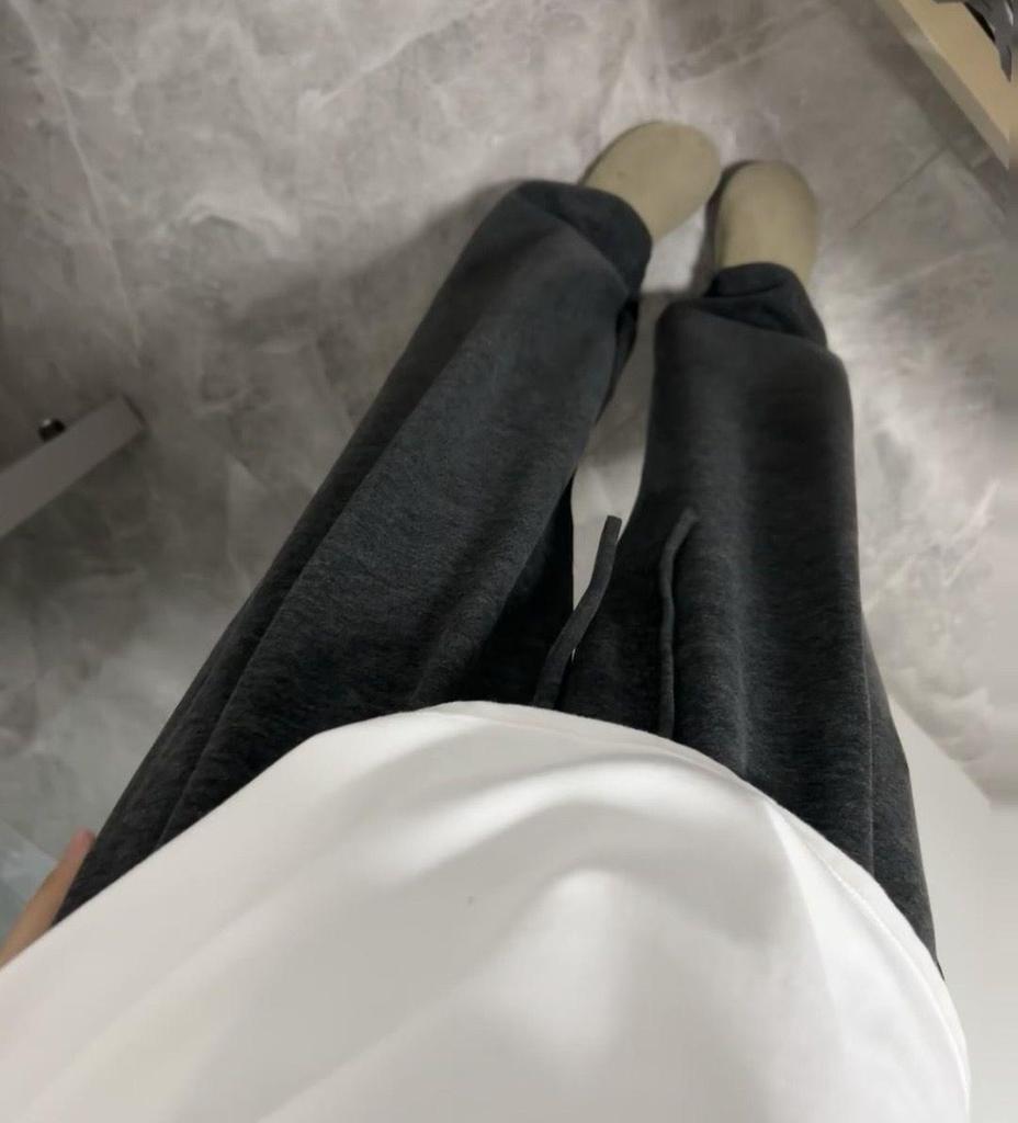 Dark Grey Unisex Lazy Style Drapey Winter Pants