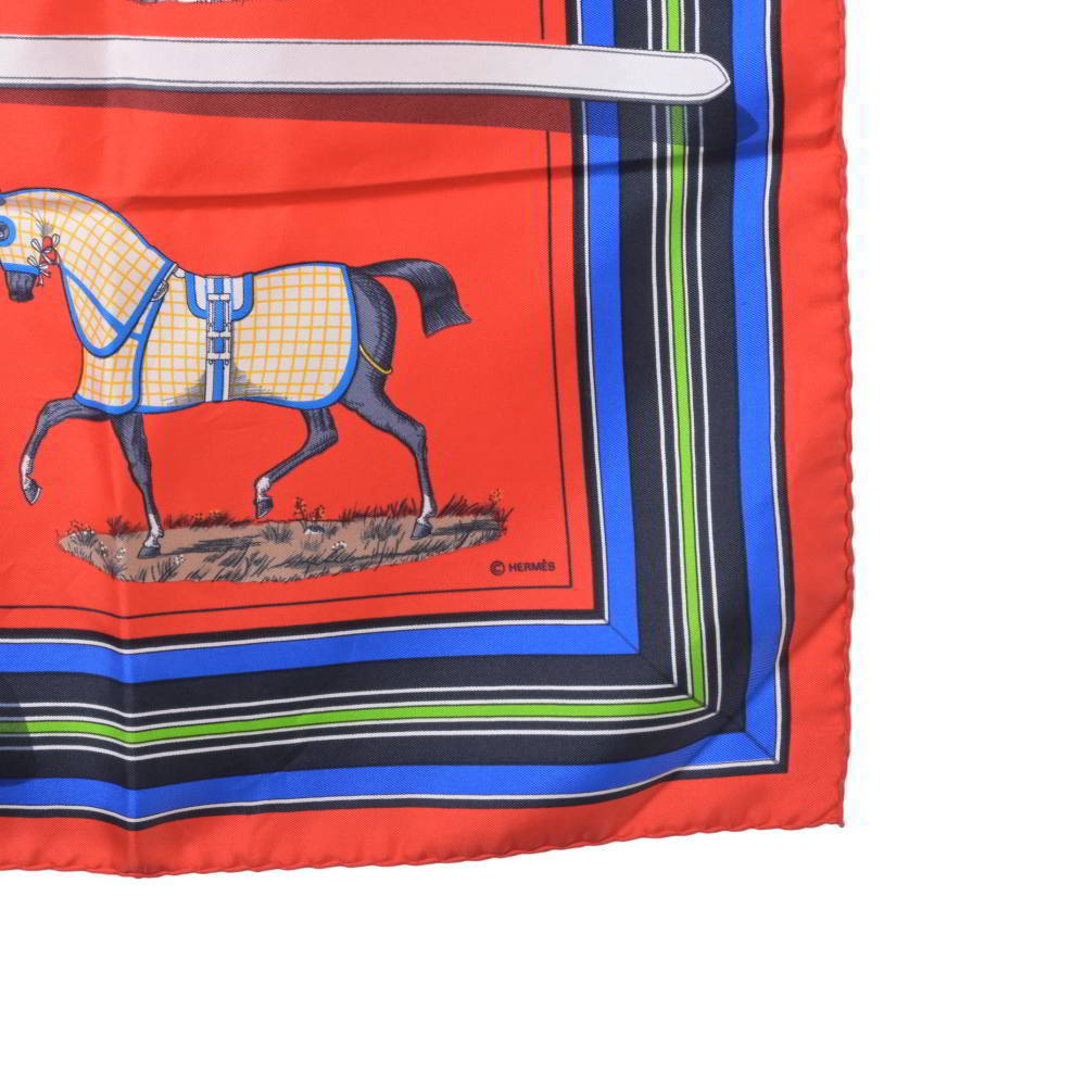 [USED]HERMES Couvertures et Tenues de Jour Horse Blanket Carre 90 Silk Scarf 90 Red Hermes KL4SP2KB36