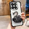 KEYSION Shockproof Plating TPU Phone Case for HONOR X7d 5G Glitter Jewelled Swan kickstand Back Cover for Honor 400 Smart 5G