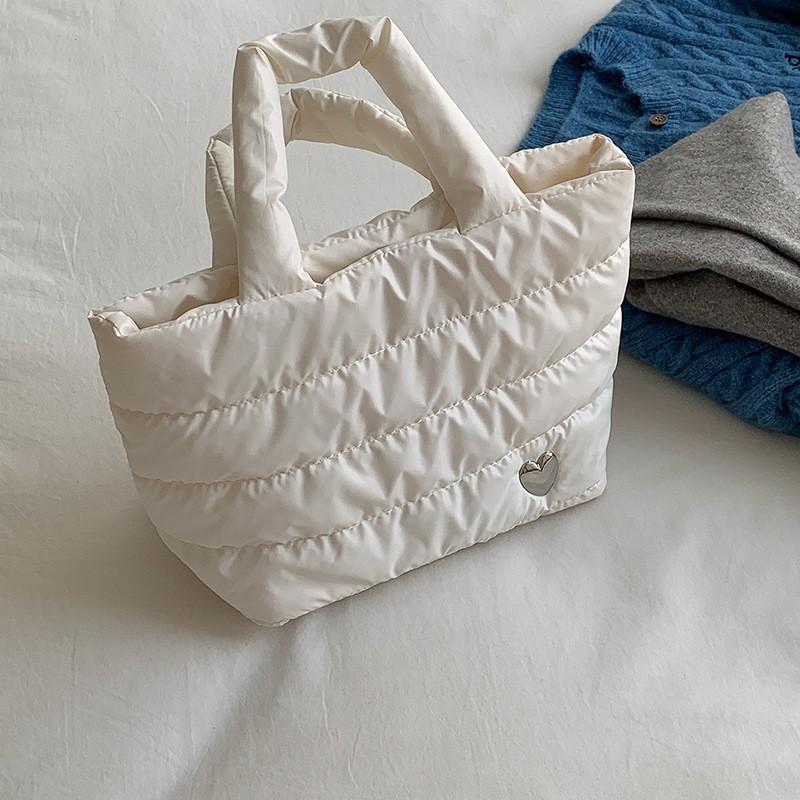 

Korean Style Simple All-matching Silver Bag Women s Casual Cotton Clothes Handbag High-end Niche белый