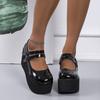 Comemore New Sweet Lolita Style Gothic Cosplay Black Pink Cozy Wedges Mary Jane High Heels Pumps Platform Shoes Woman Black Pink