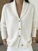 Women's Loose Long Sleeve Knit Cardigan Sweater - Solid Color Lapel Design for Autumn and Winter