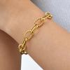 Stainless Steel Oval Twist Handmade Chain Gold Bracelet Female 2411
