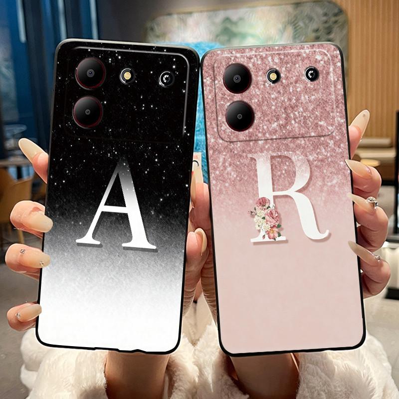 Case For ZTE Blade A54 4G Soft Silicone Black Shell ZTE Blade A54 4G Beautiful Letter Starry Sky Pattern Anti-scratch Cover